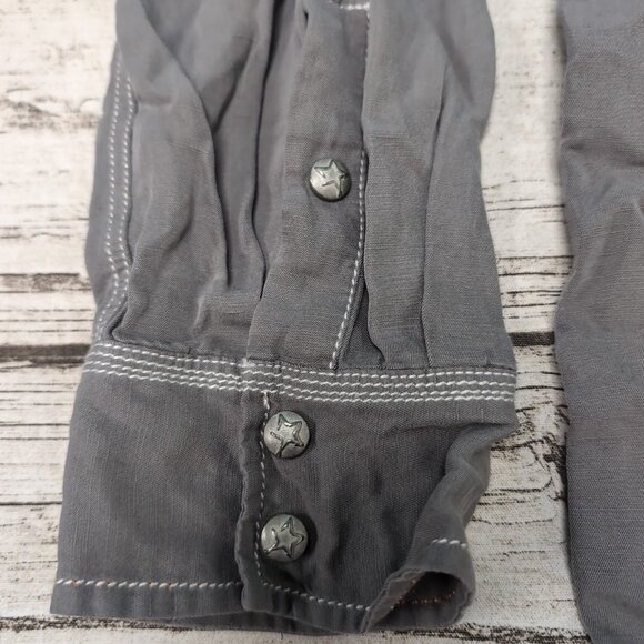 Ryan Michael Silk and Linen Grey Western Star Button Shirt Men Size XL - Picture 2 of 7